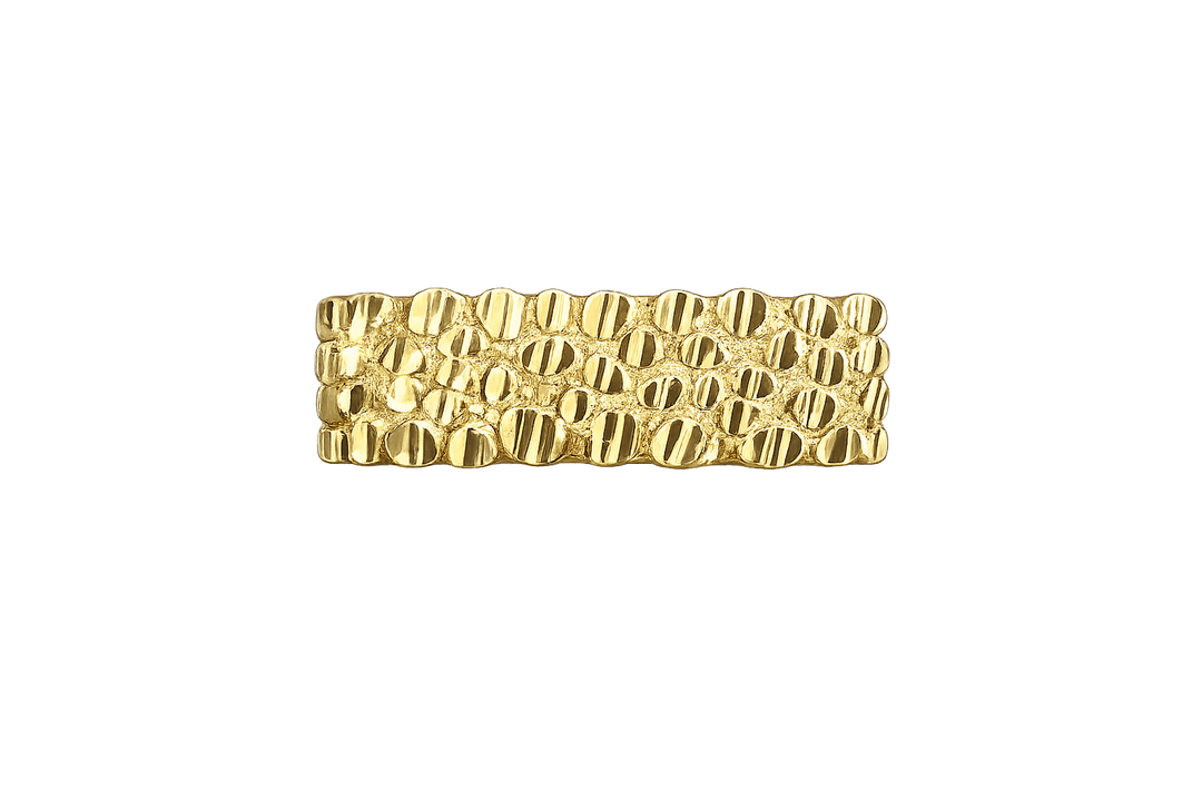 18K Gold Textured Square Nugget Double Ring