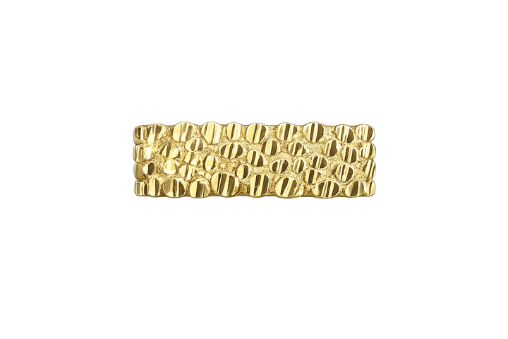 18K Gold Textured Square Nugget Double Ring