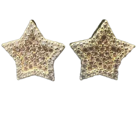 18K Gold Stardust Nugget Star Earrings