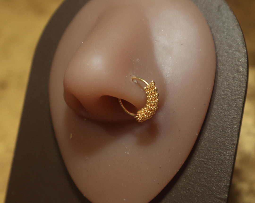 20G Gold bead Nose Hoop