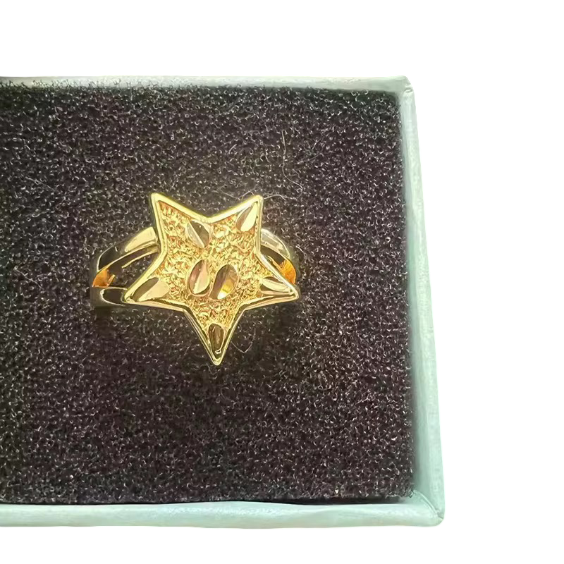 18K Gold Nugget Stardust Star Ring