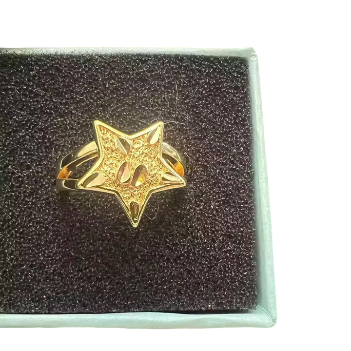 18K Gold Nugget Stardust Star Ring