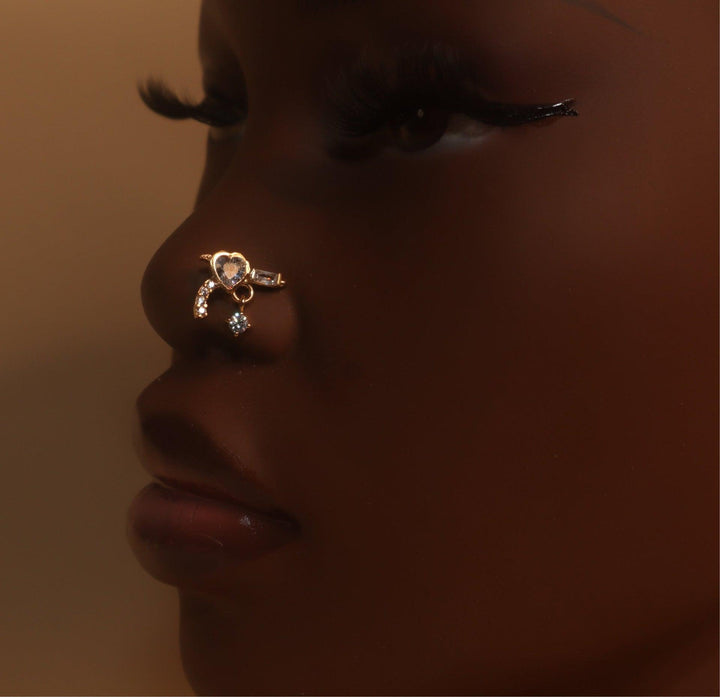Bonnie & Clyde Heart Gem Nose Stud Piercing