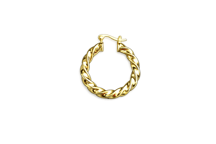 18K Gold Swirl Bamboo Hoop Earrings