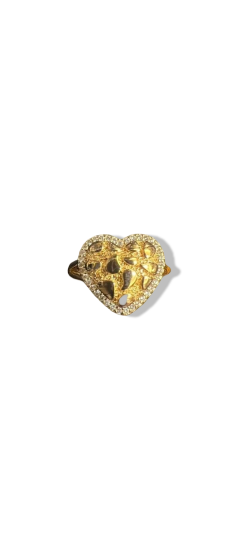 Gold Nugget Heart Statement Finger Ring