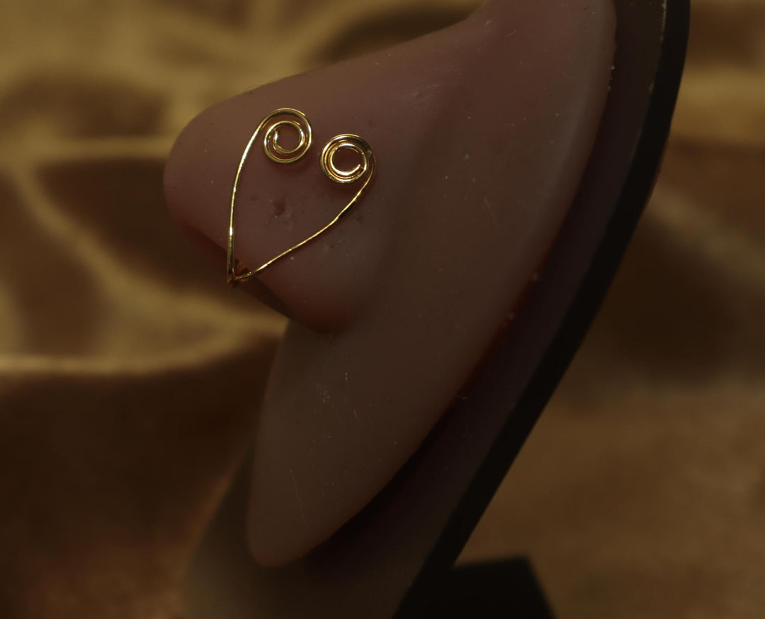 Entwined Heart Wire Nose Cuff