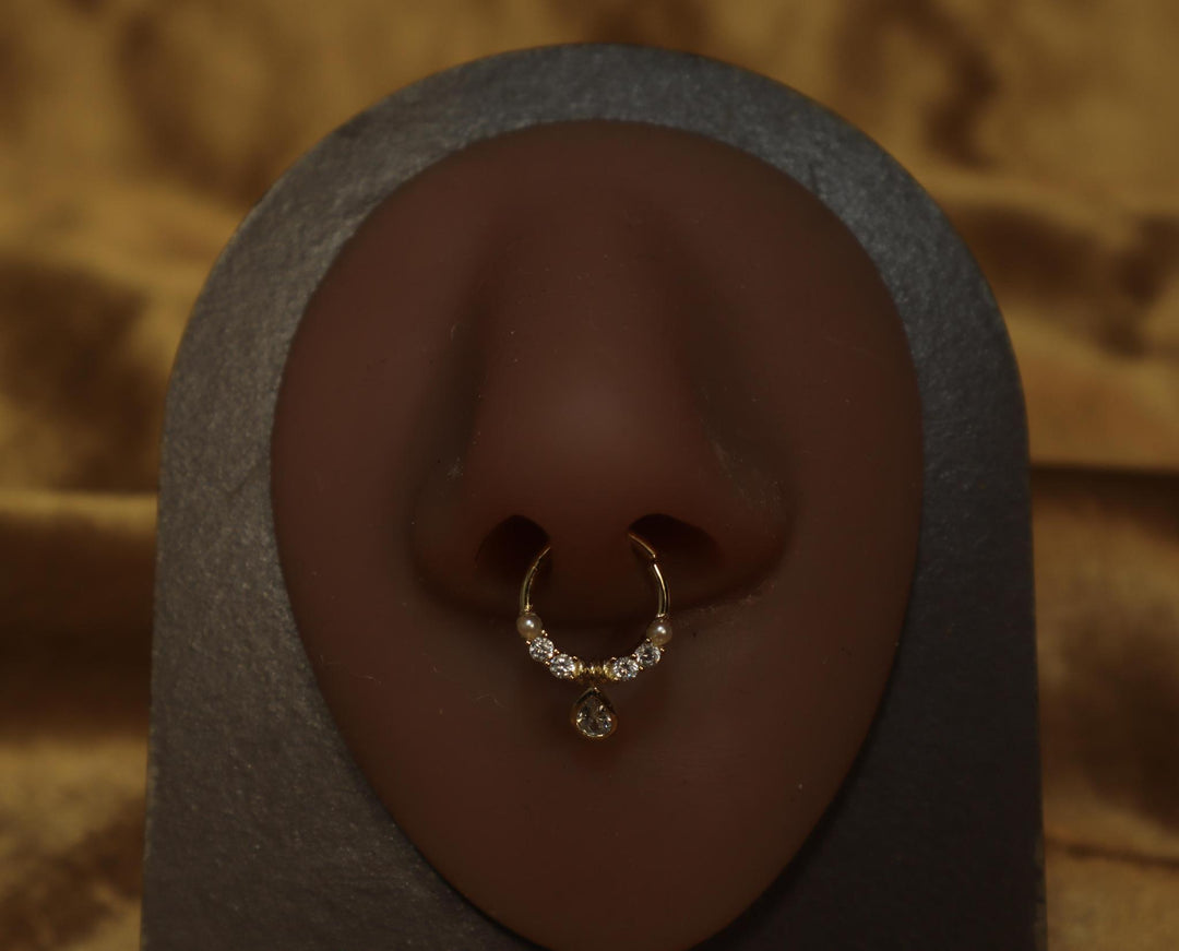 Sparkling  Gem Dangle Septum Nose Ring