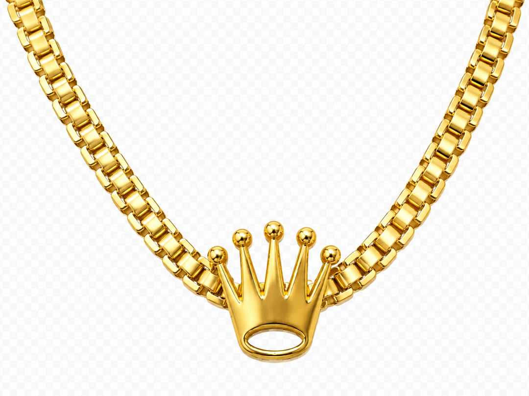 Gold Crown Rollie Chain Pendant Necklace