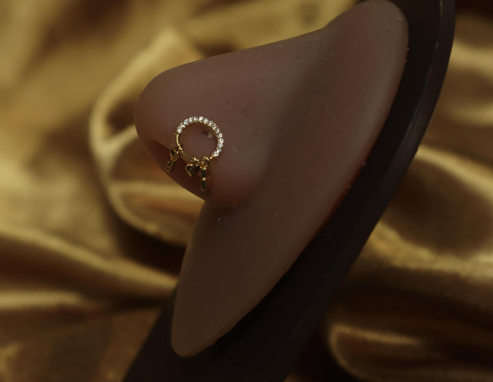 Circle Lock Heart Key Nose Stud