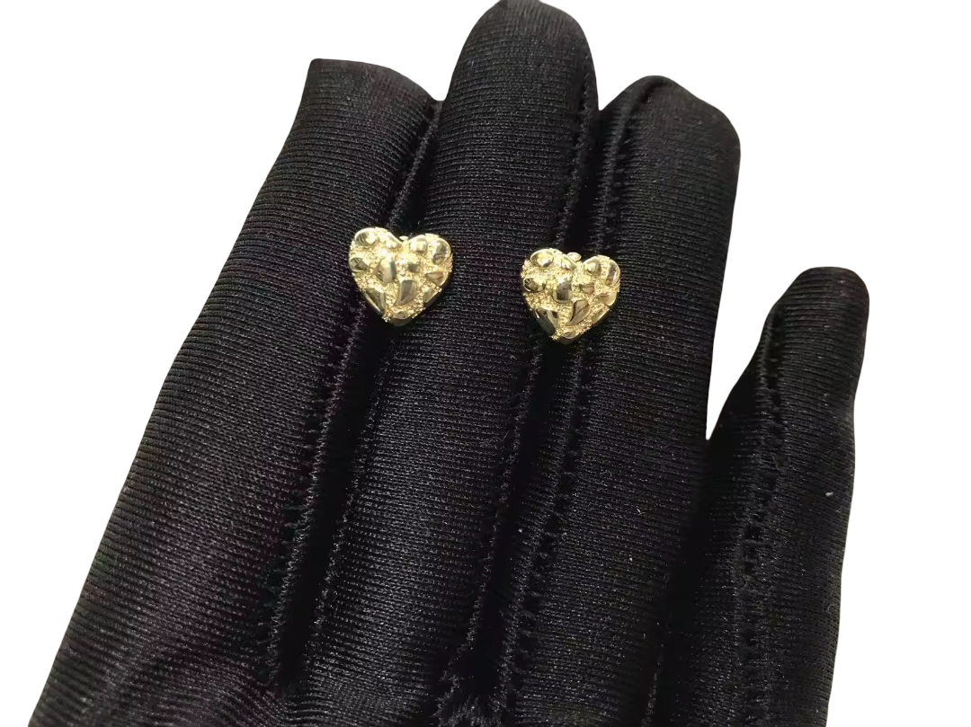 Heart Nugget 18K Gold Earrings