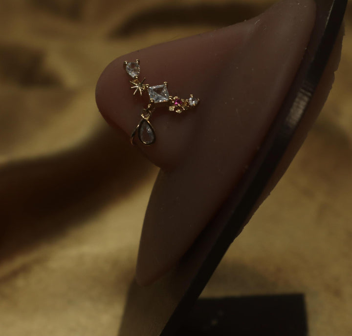 Star Square Oval Galaxy Nose Cuff Non Piercing