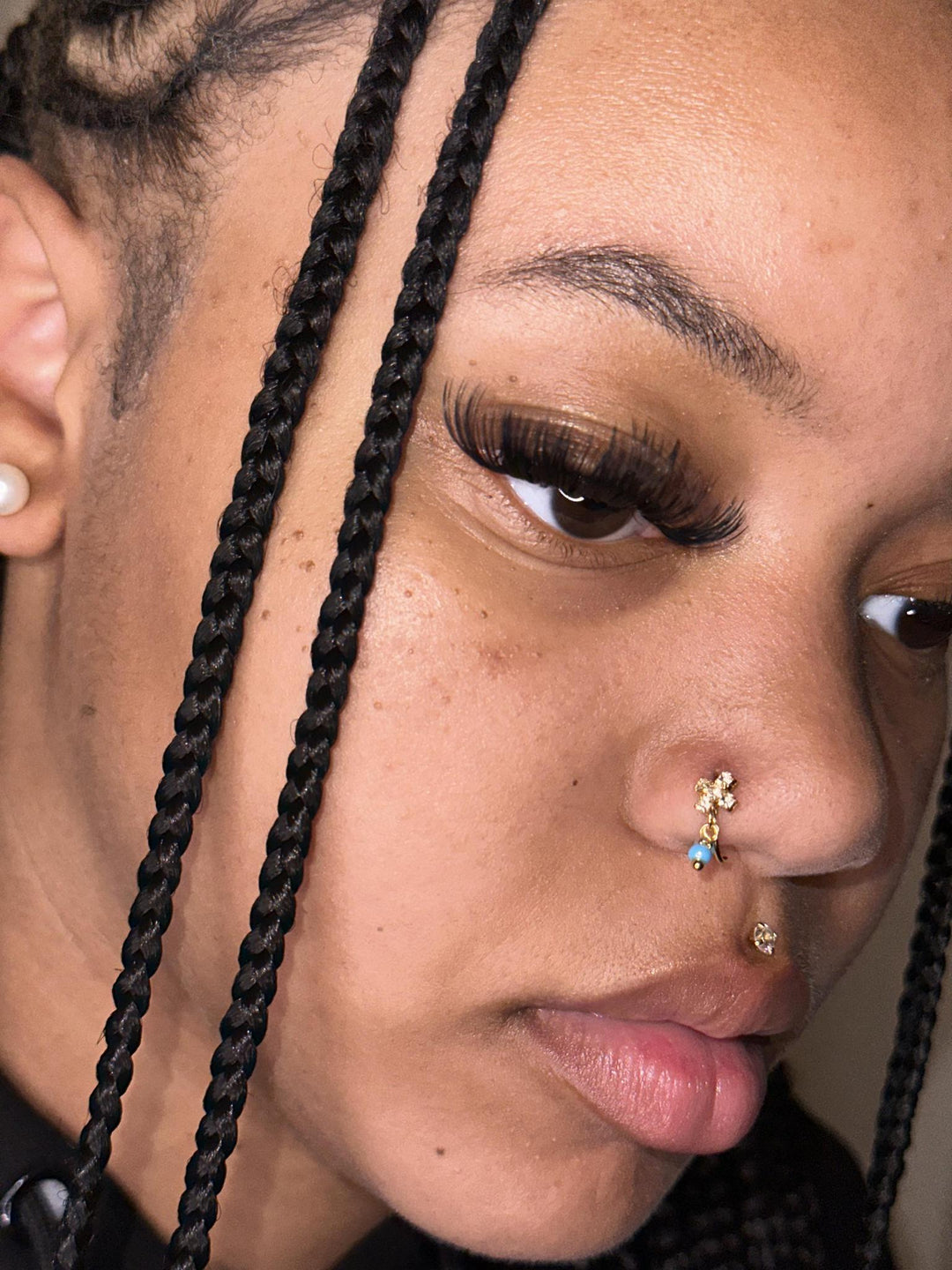 Dangling Colorful Two Balls Nose Hoop Jewelry