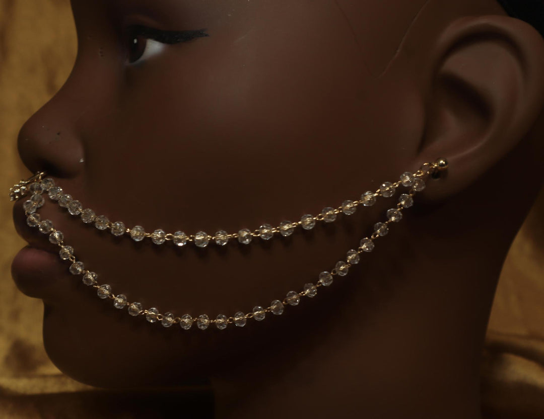 Septum Dangle Nose Ring  Real Ear Piercing Stud Chain