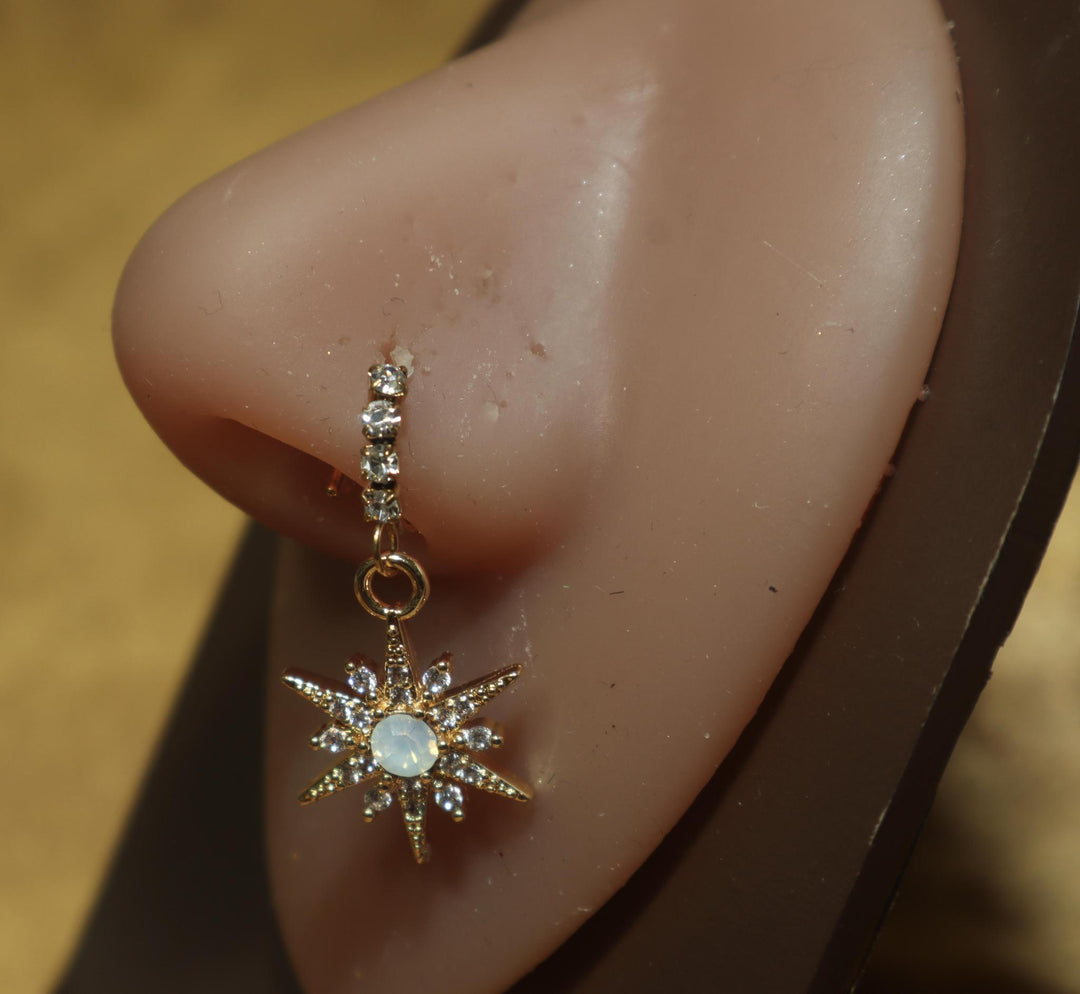 Opal Star Nose Hoop