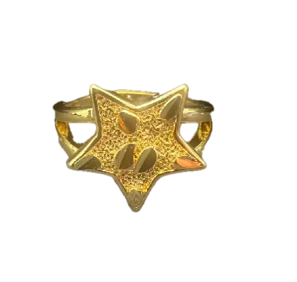 18K Gold Nugget Stardust Star Ring