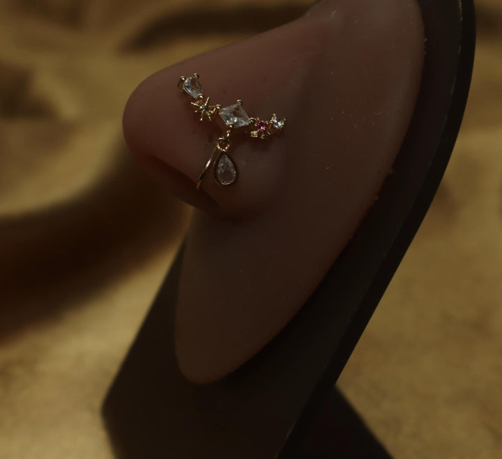 Star Square Oval Galaxy Nose Cuff Non Piercing