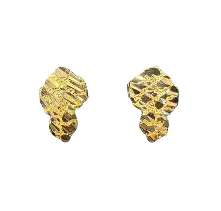 Authentic 18K Gold African Nugget Stud Earrings