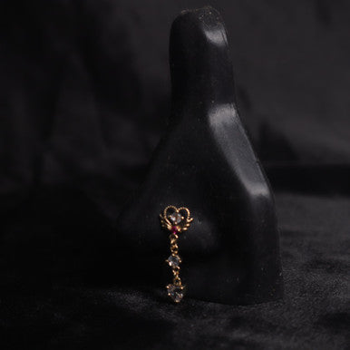 Cute Dangle Cz Gem Tinker Heart Nose Stud Piercing