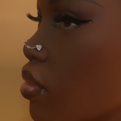 Heaven L bend Nose Ring Chain Cuff Stud Piercing Jewelry