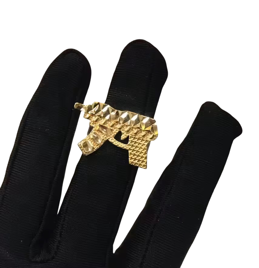 AK Nugget Texture Gold Finger Ring  Gold