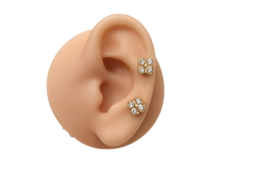 8mm Four Circle Dainty Earrings