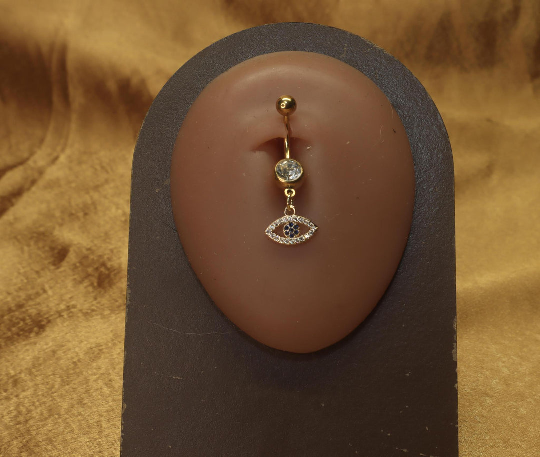 Trendy Protective Evil Eye Gemstone Belly Button Ring