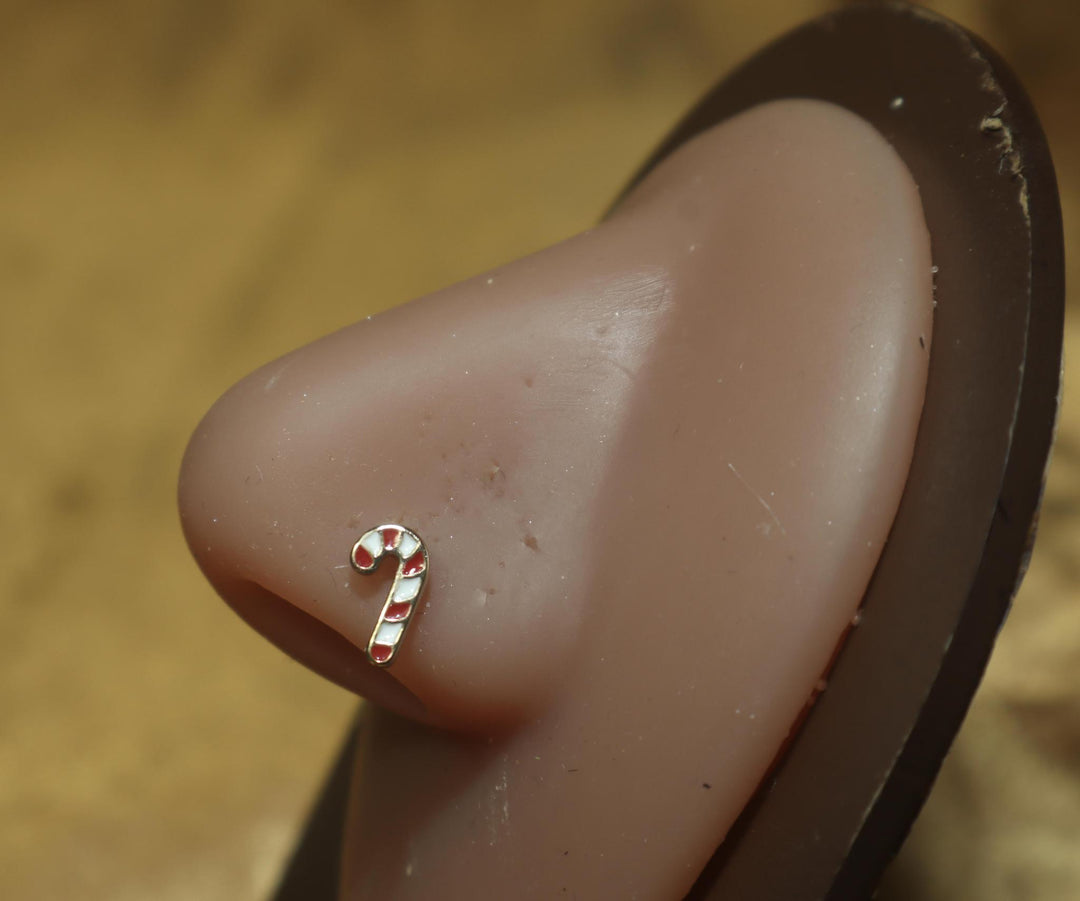 Candy Cane Nose Stud