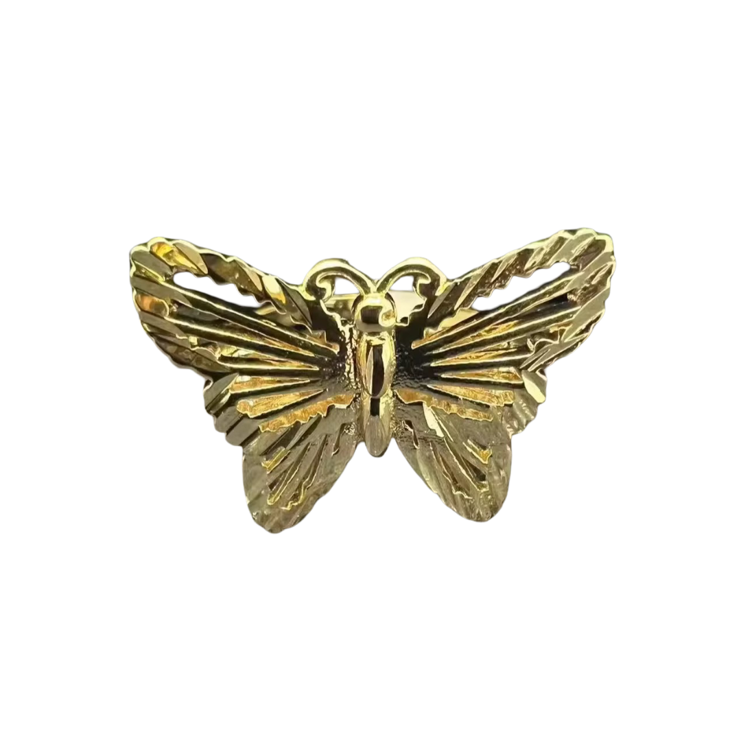 18K Gold Butterfly Finger Ring Shiny Finish