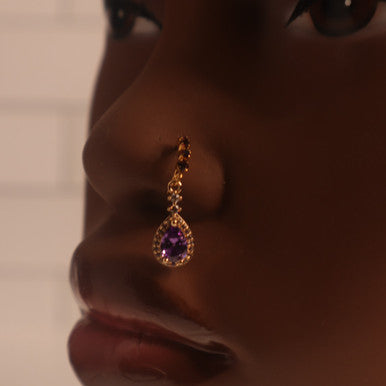Purple Color Dangle Oval Nose Hoop  Ring