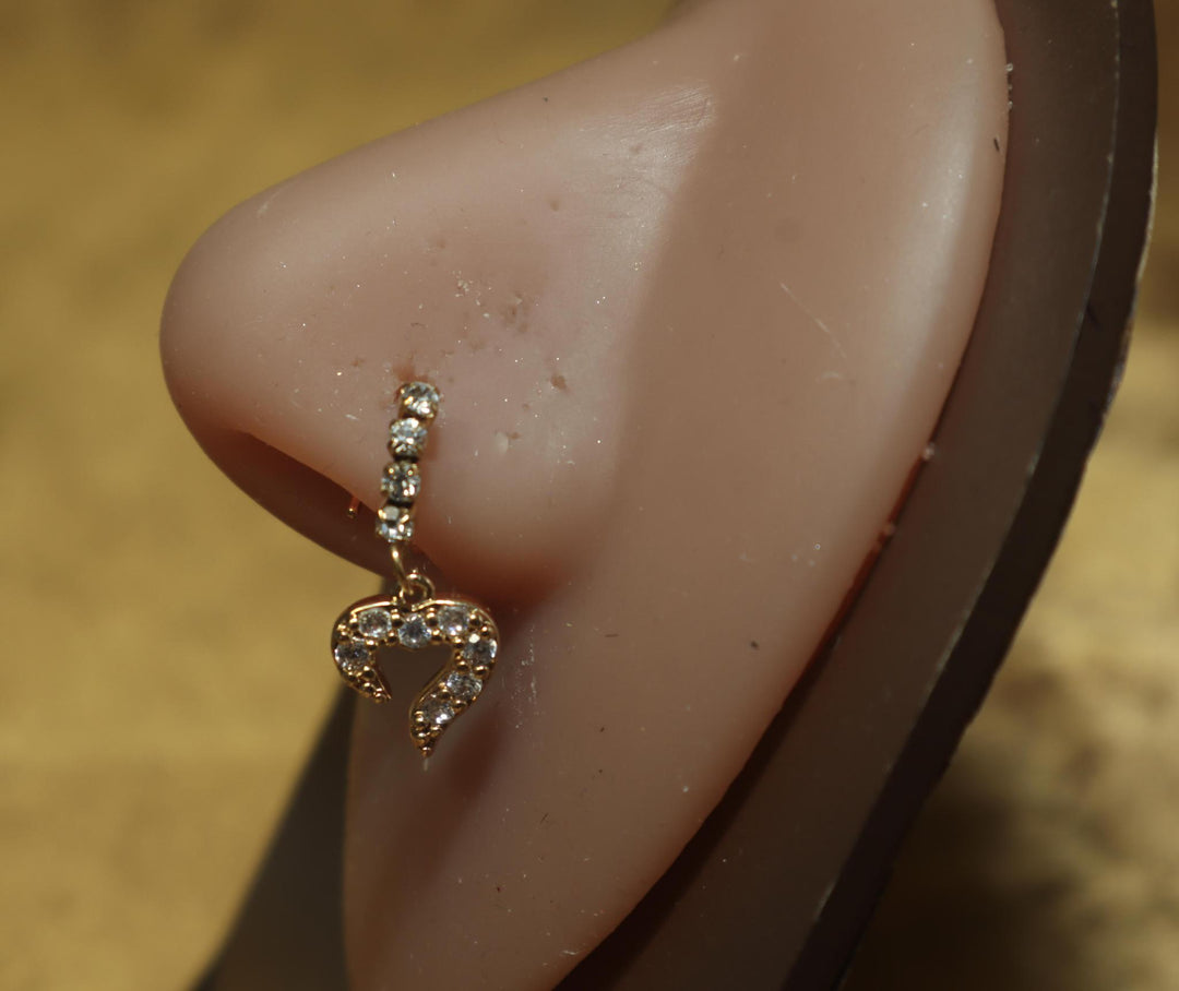 Half Heart Nose Hoop
