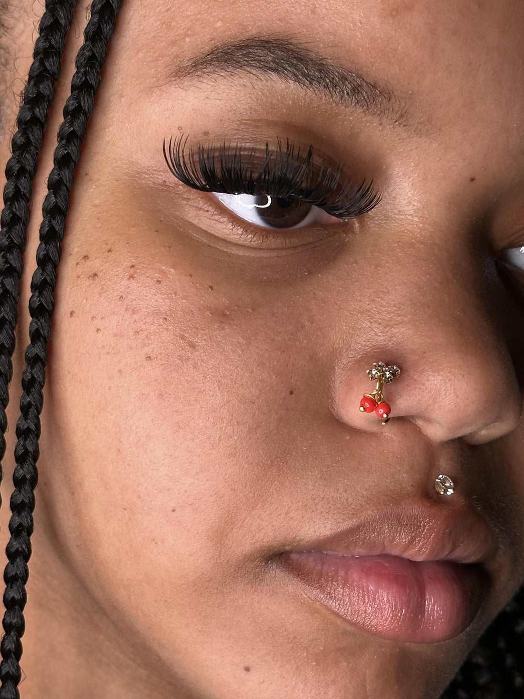 Dangling Colorful Two Balls Nose Hoop Jewelry