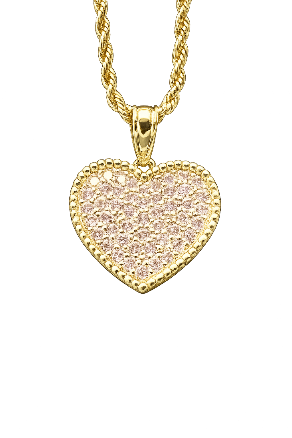 Gold Heart Rope Chain Pendant Necklace