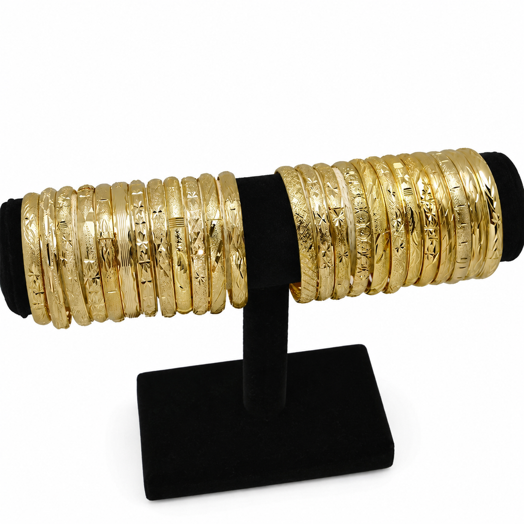 Luxury Gold Bangle Bracelet 4 Piece Stackable Set