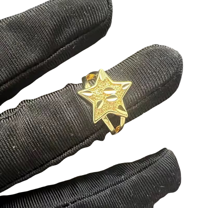 18K Gold Nugget Stardust Star Ring