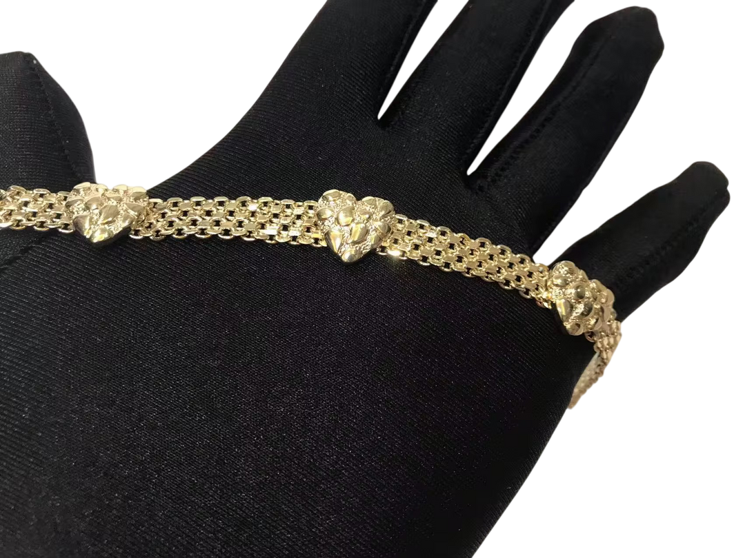 18K Gold Textured Heart Nugget Bracelet