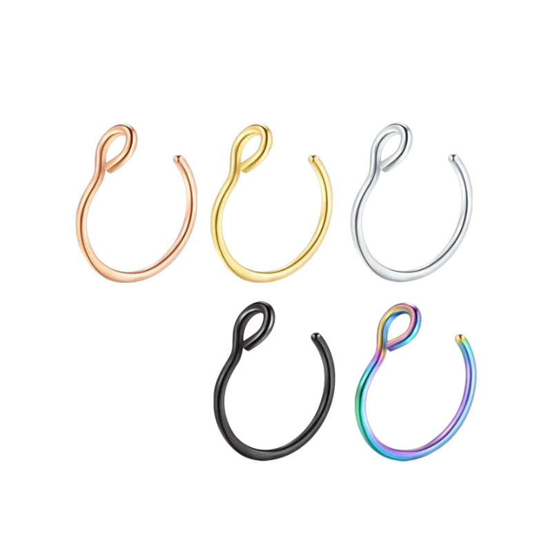 Stainless Steel Fake  Nose Ring Non-Pierced Clip-On Hoop