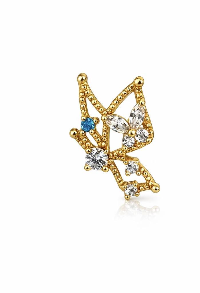 20G Iced Butterfly L Nose Stud