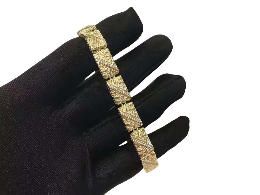 18K Gold Textured Nugget Bracelet