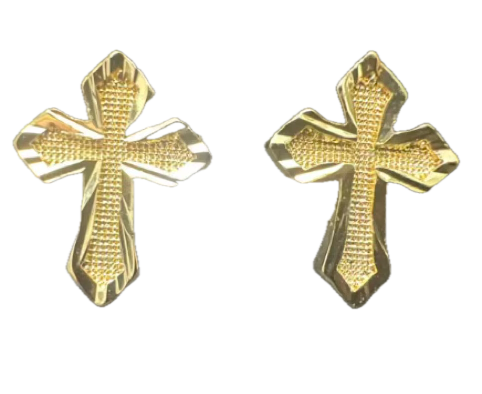 18K Gold Statement Cross Stud Earrings