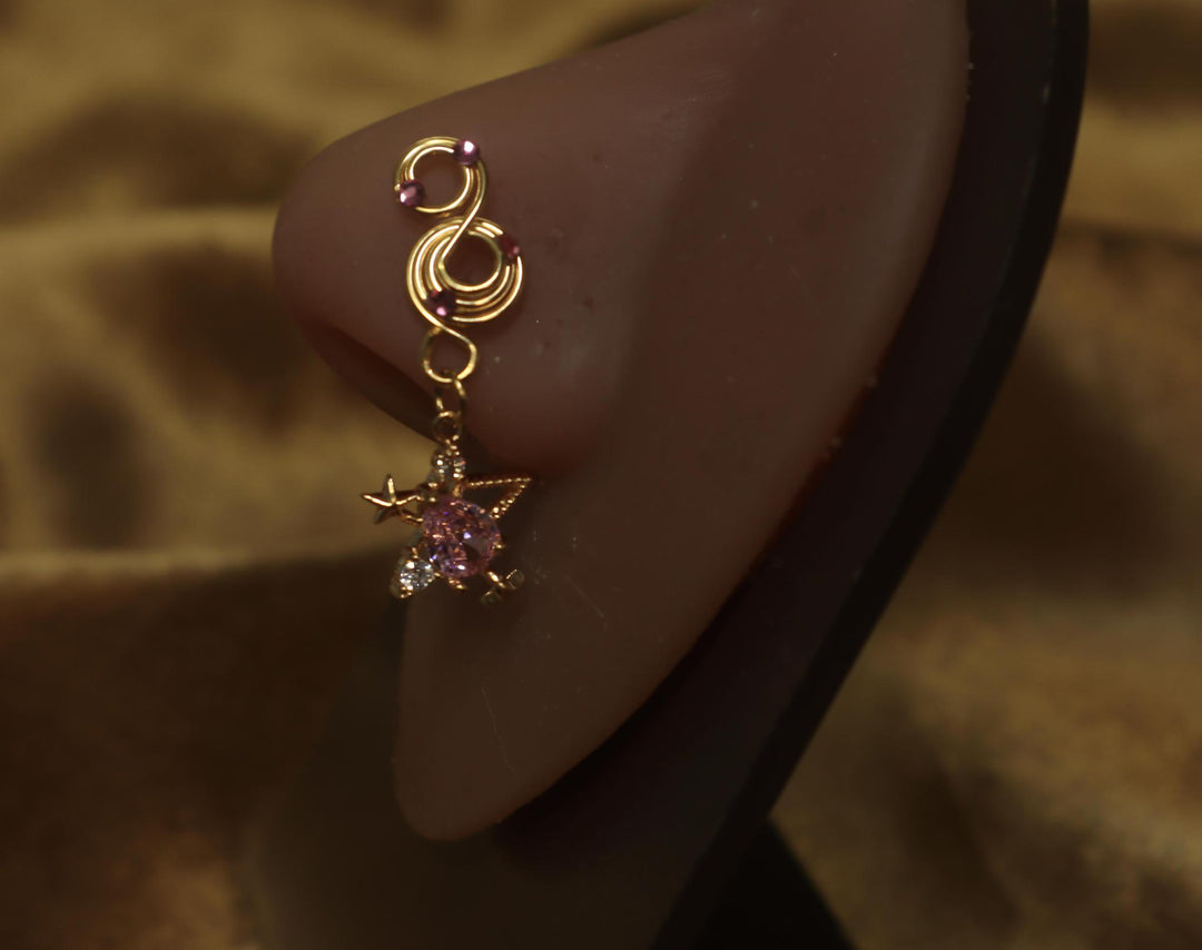 Stylish Celestial Star Charm Two Hoop Top