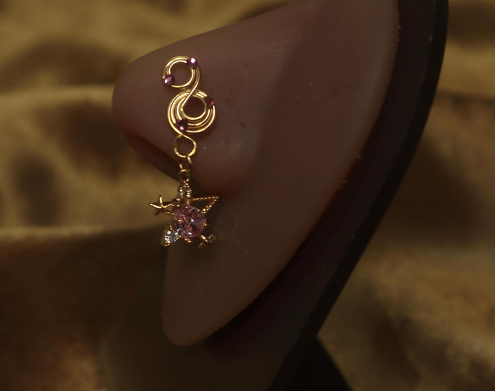 Stylish Celestial Star Charm Two Hoop Top