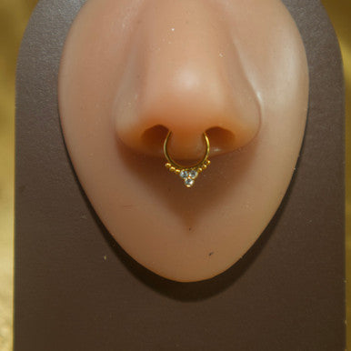 Steel Faux One Gem Clip on septum clicker