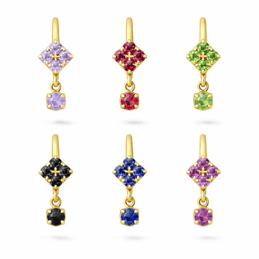 20G Square Drop Nose Hoop 6 Color Set YoniDa'Punani