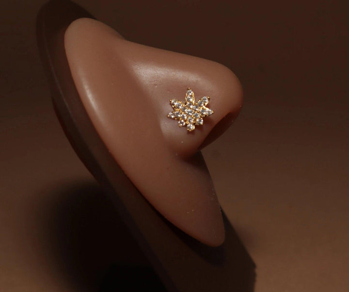 Hemp Flower Nose Stud Ring Piercing Jewelry