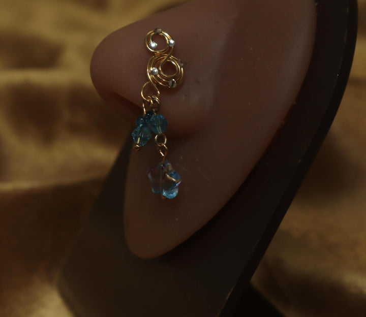 Two Swirl Top Wire with Dangle Blue and Dangle Star Charm