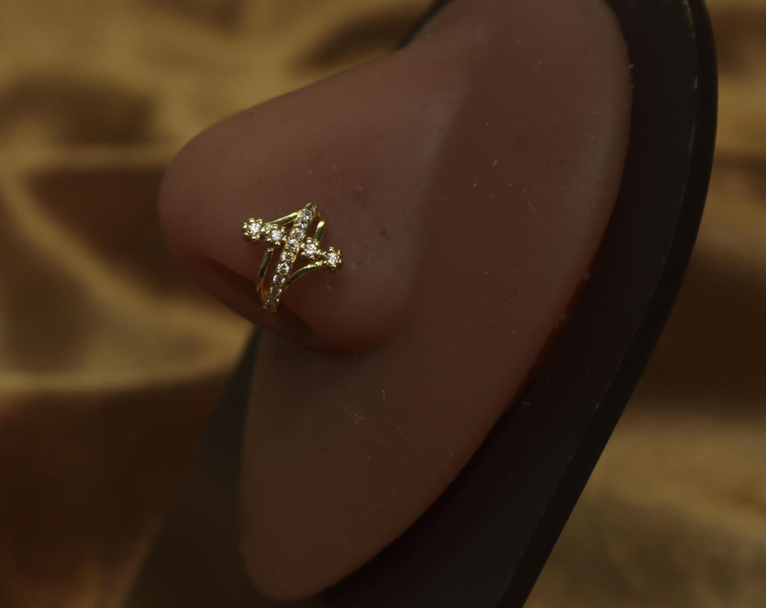 Nose Cuff with 5 Gem Stones Non Piercing