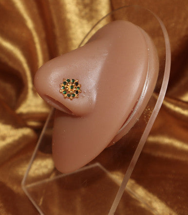 Ariel Green Gems Nose Stud Piercing Jewelry