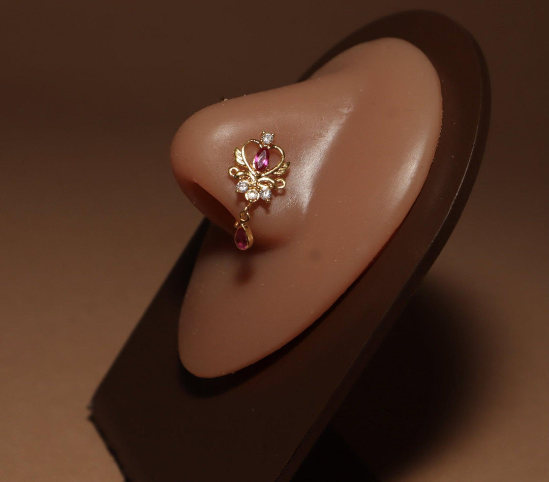 Dangling Gem Moon Heart Wings Nose Stud Piercing Jewelry