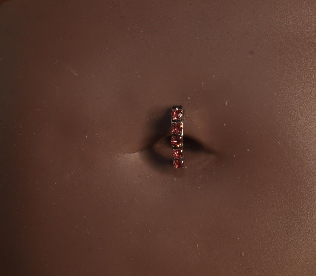 Five Line Gem Belly Button Body Piercing