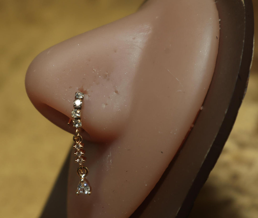 Triangle Charm Dangle Nose Hoop